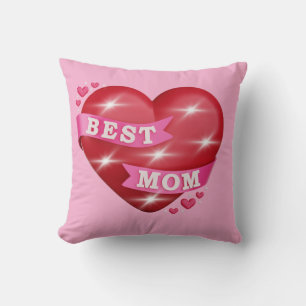 Best Mom 3D Glossy Red Heart Mother's Day Gif Cushion