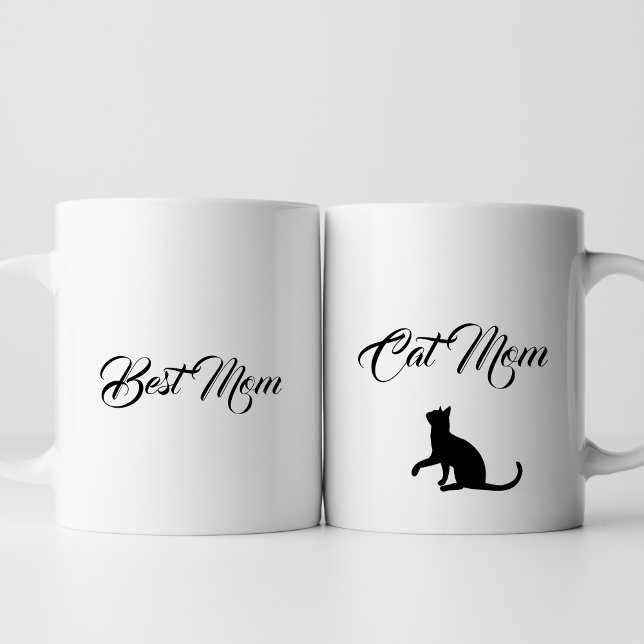 Best Mom Cat Mom black and white Two-Tone Coffee Mug (Creator Uploaded)