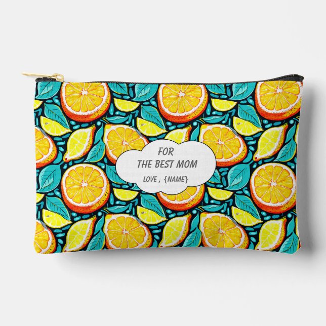 Best Mom Citrus Pouch – Personalized Lemon Design (Front)