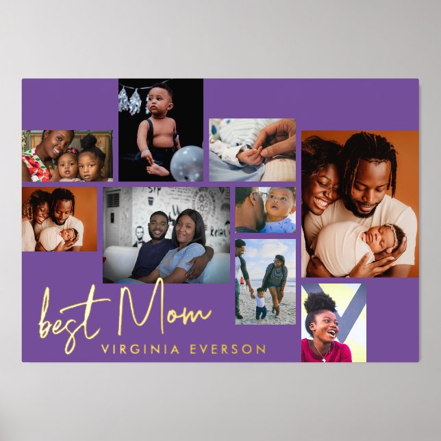 BEST MOM | Collage MOTHERS DAY Multi PHOTO GOLD Foil Prints (Front)