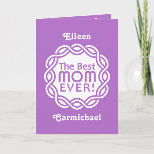 BEST MOM custom monogram greeting card