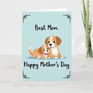 Best Mom Dog Illustration Card
