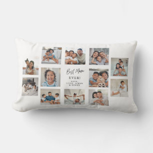 Best Mom Ever 12 Photo Collage Custom Family Lumbar Cushion