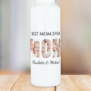 Best Mom Ever 3 Photos Cutout Letters 710 Ml Water Bottle