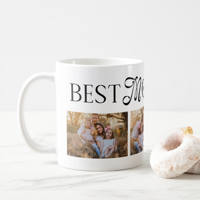 Best Mom Ever 3 Photos Heart Mothers Day Gifts Coffee Mug (With Donut)