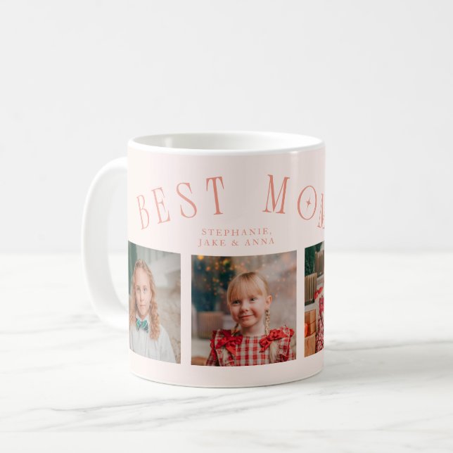 Best Mom Ever 4-Photo Peach Mothers Day  Coffee Mug (Front Left)