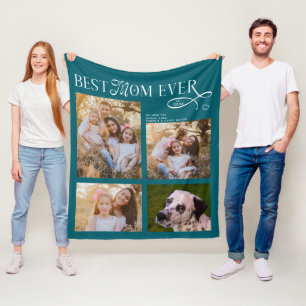 Best Mom Ever 4 Photos Heart Mothers Day Gifts Fleece Blanket
