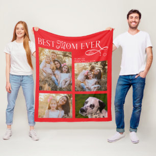 Best Mom Ever 4 Photos Heart Mothers Day Gifts Fleece Blanket