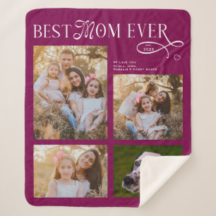 Best Mom Ever 4 Photos Heart Mothers Day Gifts Sherpa Blanket