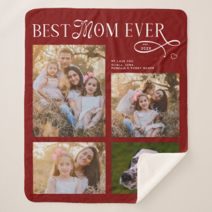 Best Mom Ever 4 Photos Heart Mothers Day Gifts Sherpa Blanket