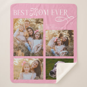 Best Mom Ever 4 Photos Heart Mothers Day Gifts Sherpa Blanket