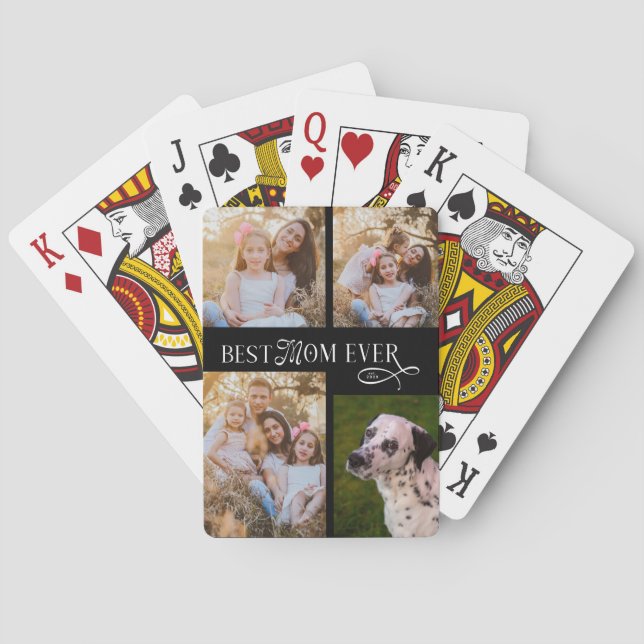 Best Mom Ever 4 Photos Mothers Day Gifts Playing Cards (Back)