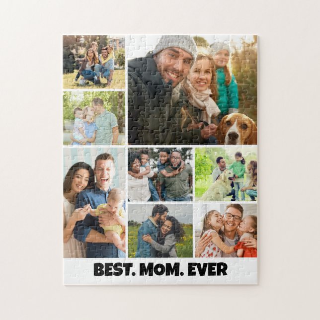 Best Mom Ever – 8 Photo Collage Frame Template Jigsaw Puzzle (Vertical)