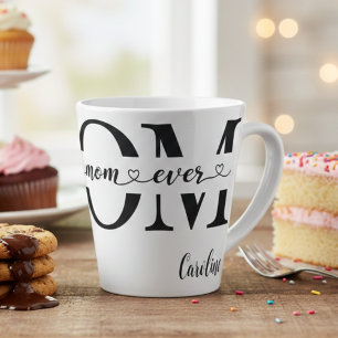 Best mom ever, black mother's day latte mug