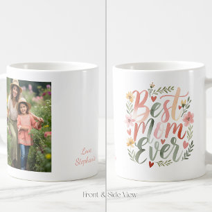 Best Mom Ever Boho Custom Photo and Name Coffee Mug