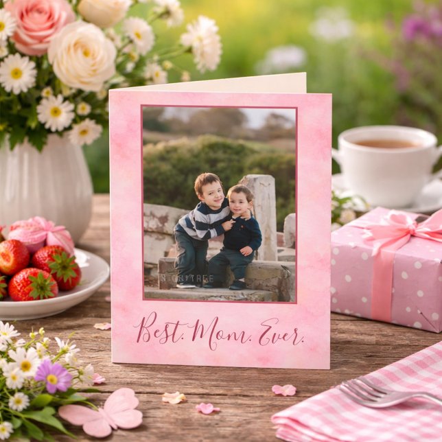 Best Mom Ever Coral Photo Card  (Creator Uploaded)