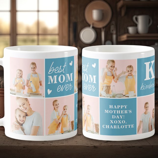 Best MOM Ever Custom 7 Photo Collage Mother's Day Coffee Mug (Creator Uploaded)