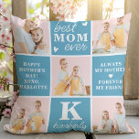 Best MOM Ever Custom 7 Photo Collage Mother's Day Cushion<br><div class="desc">Introducing the perfect gift for the best MOM ever - a personalised photo collage pillow! This stylish and modern pillow features space for 5 special pictures, creating a unique and sentimental gift that any mother would adore. With the spaces to add a personalised monogram initial and name, and your special...</div>
