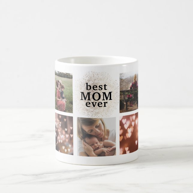 Best MOM Ever Custom Gold Multi Photo Mug (Center)