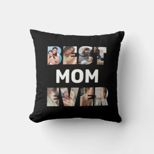 Best mom ever custom Photo Collage, black  Cushion