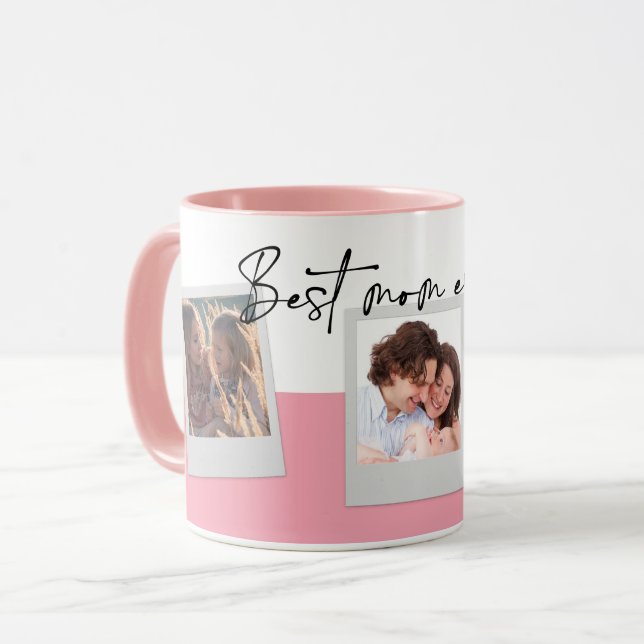 BEST MOM EVER Custom Photo Collage Mum Gifts Mug (Front Left)
