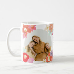 Best Mom Ever Custom Photo Keepsake Happy Floral Coffee Mug