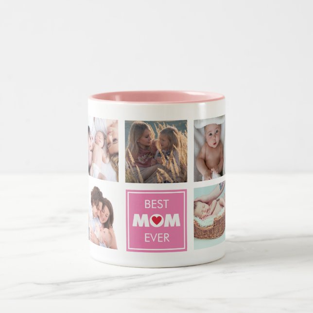 BEST MOM EVER Custom photo Personalised Gift Two-T Two-Tone Coffee Mug (Center)