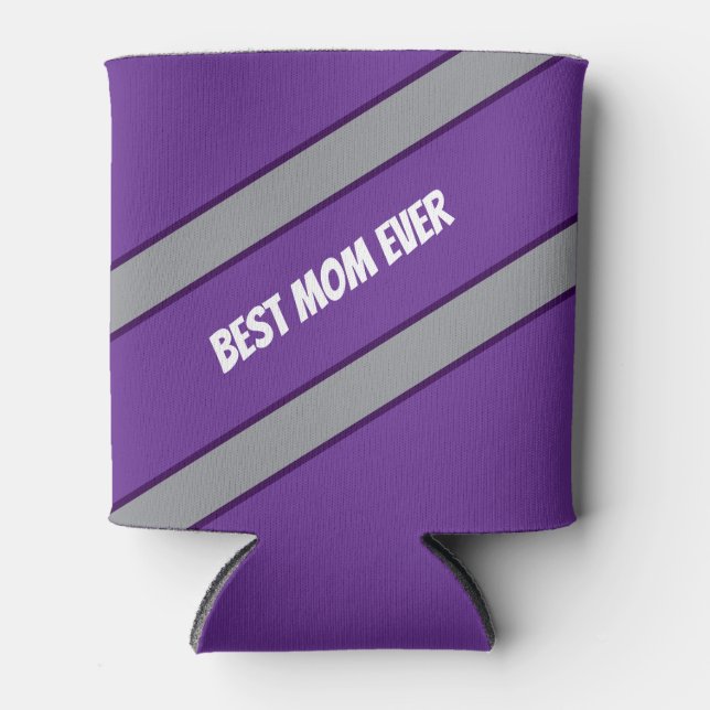 Best Mom Ever Elegant gray &purple script Custom  Can Cooler (Front)