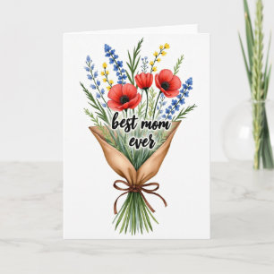 Best Mom Ever Floral Art Card