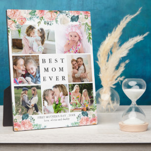 BEST MOM EVER Floral First Mothers Day Photo Plaque