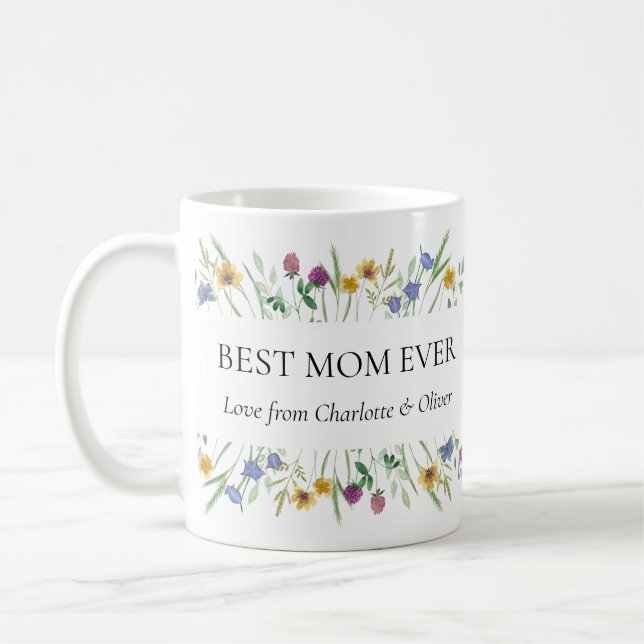Best Mom Ever Floral Mother's Day  Coffee Mug (Left)