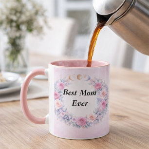 Best Mom Ever Floral Mug   Pink Mother’s Day Gift 