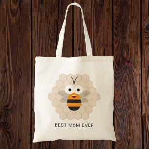 Best Mom Ever Funny Cute Honey Bee Honeycomb Tote Bag