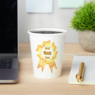 Best mom ever Golden winner award ribbon Paper Cups
