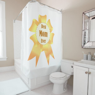 Best mom ever Golden winner award ribbon Shower Curtain