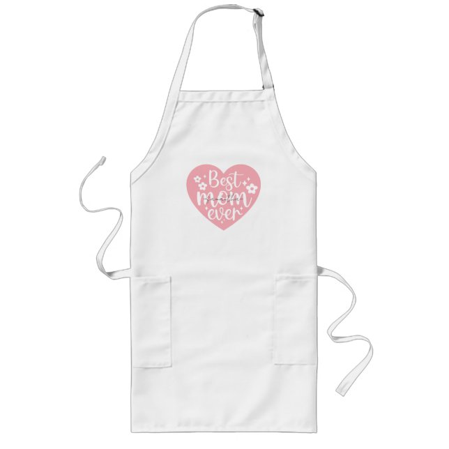 Best Mom Ever Heart Long Apron (Front)