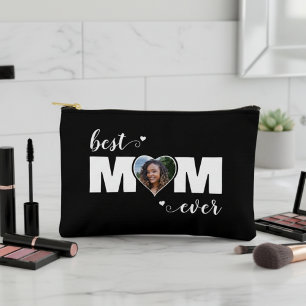 Best Mom Ever Heart Photo Mother's Day Black Accessory Pouch