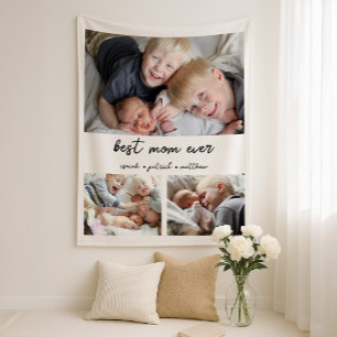 Best Mom Ever Kids Names Fleece Blanket