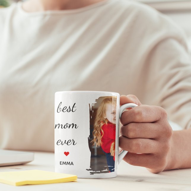 Best Mom Ever l Custom Photo & Text Typography Mug (Creator Uploaded)