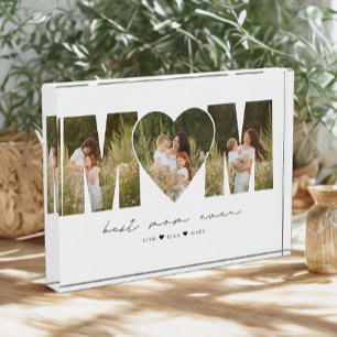 Best Mom Ever Modern Photo Collage Gift For Mother Block