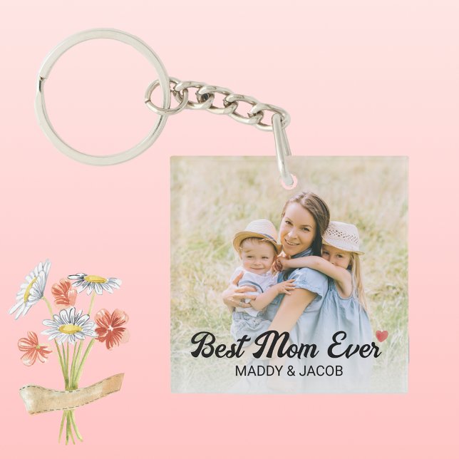 Best Mom Ever Modern Photo  Key Ring (Creator Uploaded)