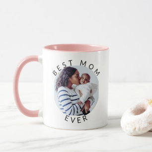 Best Mom Ever Modern Round Photo Custom Photo Mug