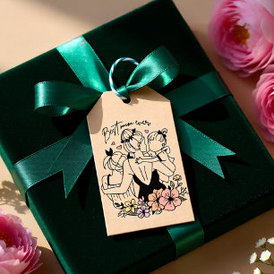 Best Mom ever mom, children and flowers custom Gift Tags