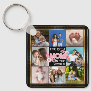 Best Mom Ever   Mother's Day 8 Photo Collage Key Ring
