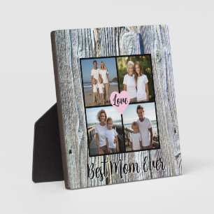  Best Mom ever personalize distressed wood photo  Plaque