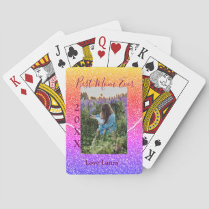 Best mom ever pink photo mother's day year yellow playing cards