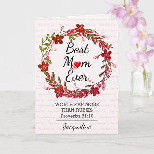 BEST MOM EVER Prov 31 Floral Mother's Day RED Card