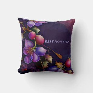 Best Mom Ever Purple watercolor Grape Vine Cushion