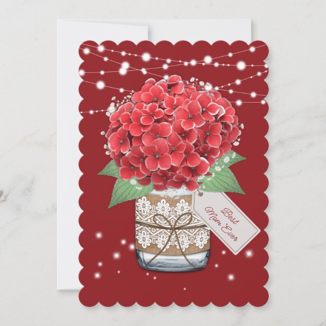 Best Mom Ever Red Hydrangea Floral Mother's Day Card (Front)