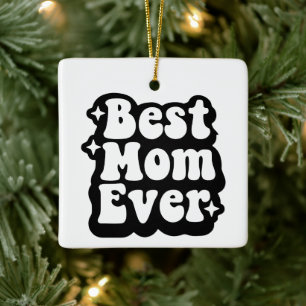 Best Mom Ever Retro Photo Christmas Keepsake Ceramic Ornament